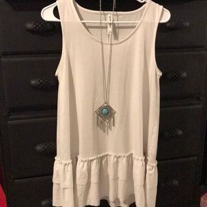 Zenana Premium ruffle white tank top
